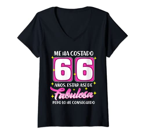 Consigue ahora Mujer 66 Años Fabulosa Cumpleaños Ideas para regalar 66 Camiseta Cuello V Top Precio 2025 | regaloscumple.com