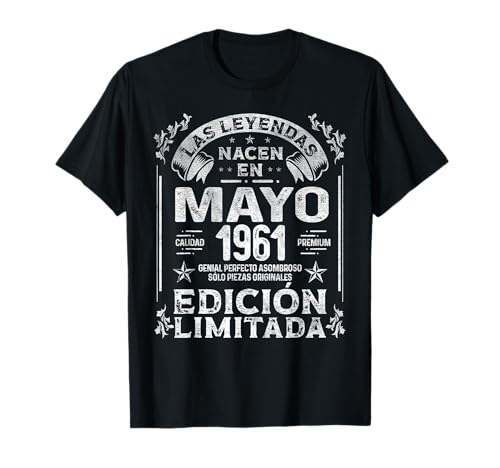 Consigue ahora Las Leyendas nacen en Mayo 1961 - 63 Cumpleaños Años Cumpleaños Camiseta Rebajas 2023 | regaloscumple.com