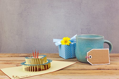 Top Precios Tarjeta de felicitación para cumpleaños 30 40 50 y 60 años, hecho a mano disegno 3D desplecable con torta texto en inglés, G06