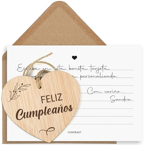 Mejores precios Regalos felicitacion Tarjeta Cumpleaños Madera originales amiga hombre birthday (Feliz