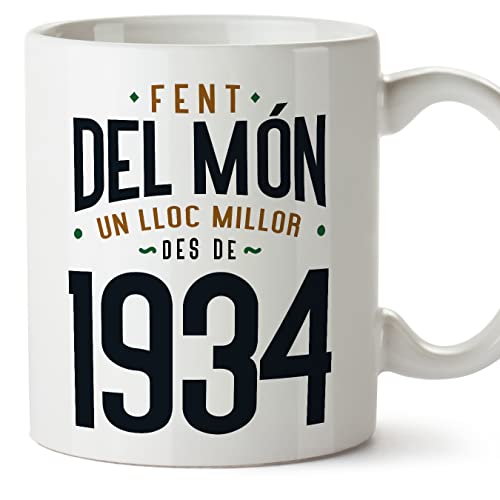 Consigue ahora MUGFFINS Tazas 1934 Cumpleaños - En Catalán - Fent del Món Regalos un Lloc Millor - 11 oz / 330 ml - Regalo original y divertido Rebajas 2024 | regaloscumple.com