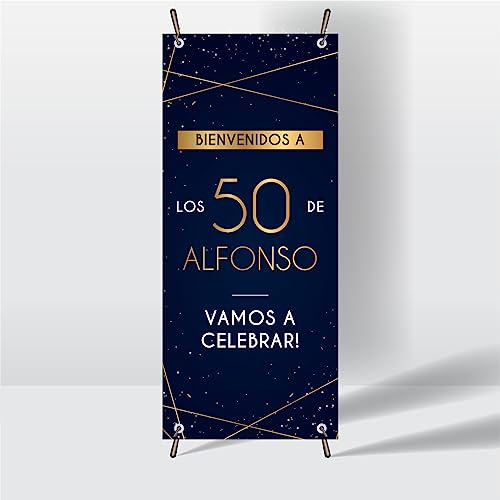 Comprar Photocall Cumpleaños Personalizado Diseño Elegante - X Banner 70x180cm con Estructura y Lona Personalizable con Nombre y Edad - Fotocall Decoración para Celebración Promoción 50 Años Top Precio 2024 | regaloscumple.com