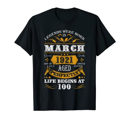 Consigue ahora Leyendas nacidas en marzo 1921 100 cumpleaños regalo 100 años Camiseta Top Ideas para regalar Precio 2024 | regaloscumple.com