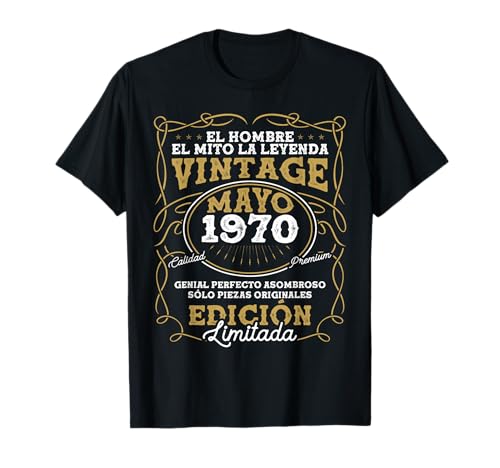Consigue ahora Mayo 1970 Vintage - 54 Años Regalo Cumpleaños Hombre Camiseta Top Cumpleaños Precio 2024 | regaloscumple.com