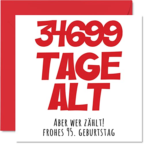 Consigue ahora Tarjeta cumpleaños 95 divertida para niños y niñas con 34699 días edad divertida trece decimotercera y feliz tarjeta cumpleaños para abuela Navidad abuela papá 145 mm x 145 mm Rebajas 2024 | regaloscumple.com