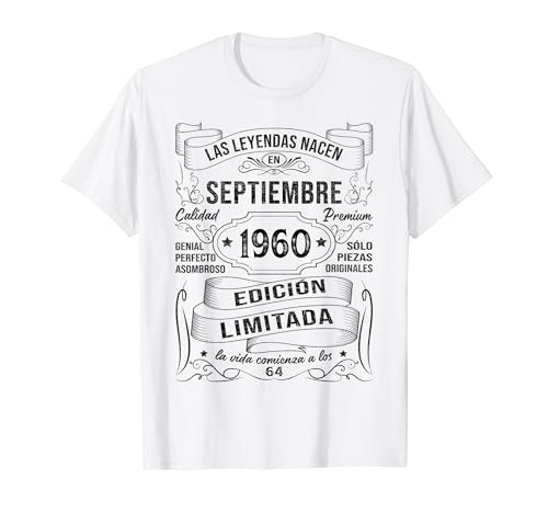 Comprar 64 Años Cumpleaños Ideas para regalar Hombre Las Leyendas Nacen Septiembre 1960 Camiseta Rebajas 2024 | regaloscumple.com