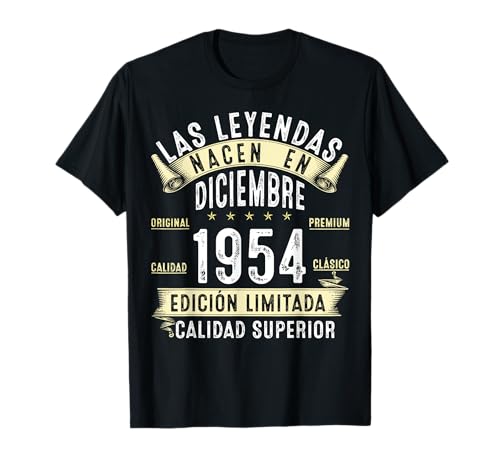Comprar 70 Años Cumpleaños Las Leyendas nacen en diciembre Catálogo 1954 Camiseta Top Precio 2024 | regaloscumple.com