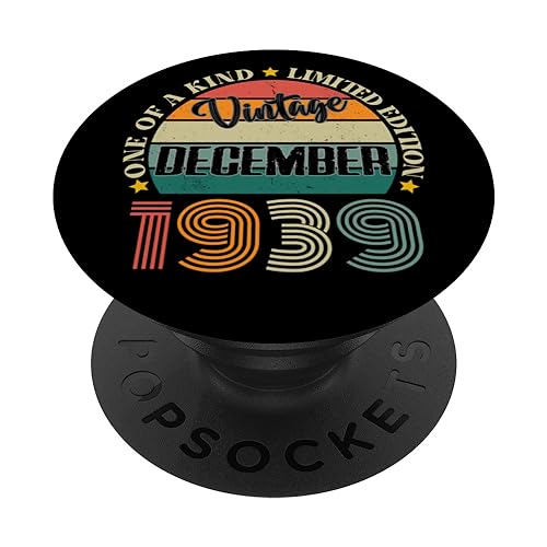 Consigue ahora 85 Años Regalos Vintage Diciembre 1939 85 Cumpleaños Retro PopSockets PopGrip Intercambiable Rebajas 2025 | regaloscumple.com
