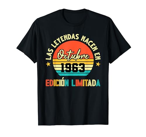 Comprar Las Leyendas nacen en Octubre 1963 60 Catálogo Cumpleaños Camiseta Rebajas 2024 | regaloscumple.com