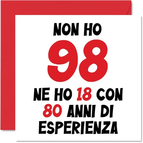 Comprar Stuff4 Tarjeta cumpleaños 98 para hombres y mujeres no 98 tengo 18 con 80 experiencia tarjetas feliz cumpleaños para bisabuela 98 años bisabuelo abuela abuelo 145 mm Catálogo noventa y ocho cumpleaños Top Precio 2025 | regaloscumple.com