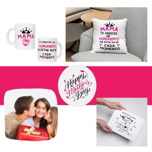 Top Precios Regalo CUMPLEAÑOS MAMÁ Cojín Original 35 x cm + Taza 350 ml Incluye Relleno para EL Dia DE Las Madres Desayuno De La Madre (COJIN +Taza Mama TE MERECES)