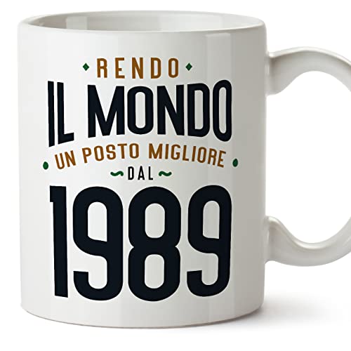 Consigue ahora MUGFFINS Tazas 1989 Cumpleaños - En Italiano - Rendo il Mondo un Posto Migliore - 11 oz Promoción / 330 ml - Regalo original y divertido Rebajas 2025 | regaloscumple.com