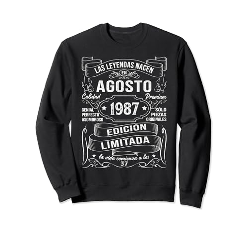 Consigue ahora Las Leyendas Nacen En Agosto 1987 Regalo 37 Años Cumpleaños Ideas para regalar Sudadera Ofertas 2024 | regaloscumple.com