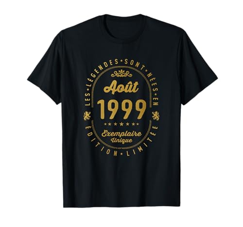 Consigue ahora 23 años Cumpleaños Promoción Las Leyendas nacen en Agosto 1999 Camiseta Top Precio 2024 | regaloscumple.com