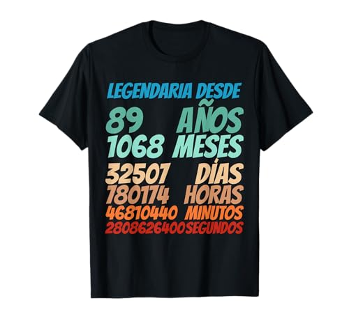 Consigue ahora Legendario desde Navidad 89 años 89 cumpleaños mujeres hombres Camiseta Ofertas 2025 | regaloscumple.com
