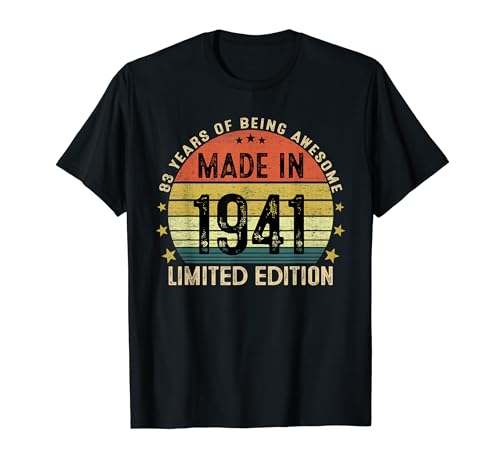 Consigue ahora Made In 1941 83 Cumpleaños Mujer Regalo Promoción 83 Años Hombre 1941 Camiseta Top Precio 2024 | regaloscumple.com