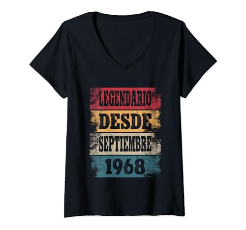 Consigue ahora Mujer Legendario Desde Septiembre 1968 - Cumpleaños Promoción 56 Años Camiseta Cuello V Ofertas 2025 | regaloscumple.com