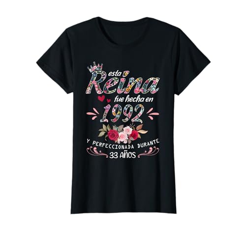 Comprar Hecha En Ideas para regalar 1992 33 Años Regalo Mujer 33 Cumpleaños Decoración Camiseta Rebajas 2024 | regaloscumple.com