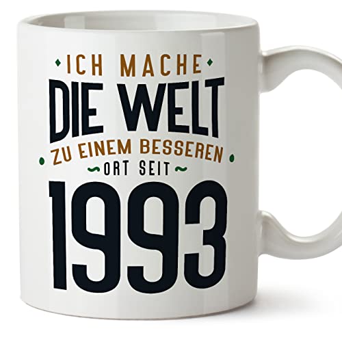 Comprar MUGFFINS Tazas 1993 Cumpleaños - En Alemán - Ich Mache Die Welt zu Einem Besseren Promoción - 11 oz / 330 ml - Regalo original y divertido Top Precio 2024 | regaloscumple.com