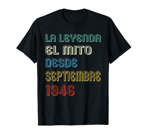 Comprar 77 Años Cumpleaños 1946 Navidad 77 Septiembre La leyenda El Mito Camiseta Rebajas 2025 | regaloscumple.com