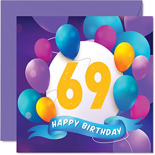 Consigue ahora Tarjeta cumpleaños 69 hombres mujeres fiesta en globo tarjetas feliz cumpleaños hombre 69 años mujer mamá papá tío abuelo abuelo abuelo Cumpleaños abuelo abuelo 145 mm x 145 mm tarjetas felicitación Ofertas 2024 | regaloscumple.com