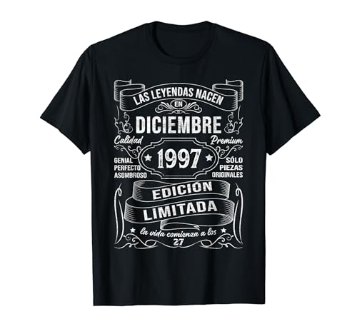 Consigue ahora Las Leyendas Nacen Diciembre 1997 Regalo Ideas para regalar 27 Años Cumpleaños Camiseta Ofertas 2024 | regaloscumple.com