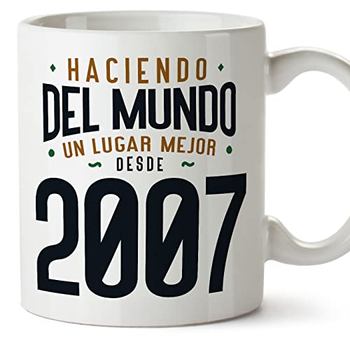 Consigue ahora MUGFFINS Tazas 2007 Cumpleaños - En Español - Haciendo del Mundo un Lugar Mejor - 11 oz / BlackFriday 330 ml - Regalo original y divertido Ofertas 2024 | regaloscumple.com