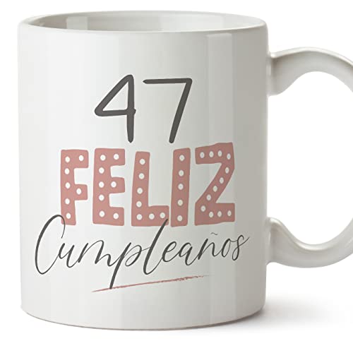 Consigue ahora MUGFFINS Tazas 47 Cumpleaños - En Español - ¡Feliz Navidad Cumpleaños! Rosa - 11 oz / 330 ml - Regalo original y divertido Rebajas 2025 | regaloscumple.com
