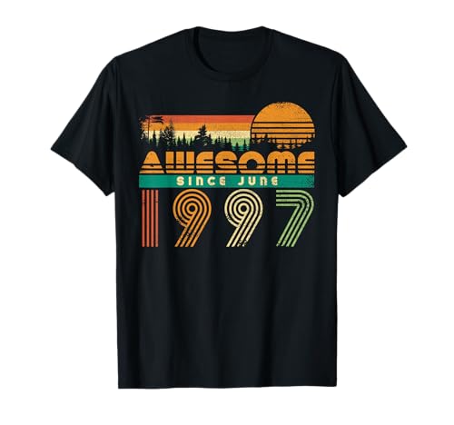 Consigue ahora Impresionante desde junio 1997 25 cumpleaños fiesta retro tema Regalos Camiseta Top Precio 2024 | regaloscumple.com