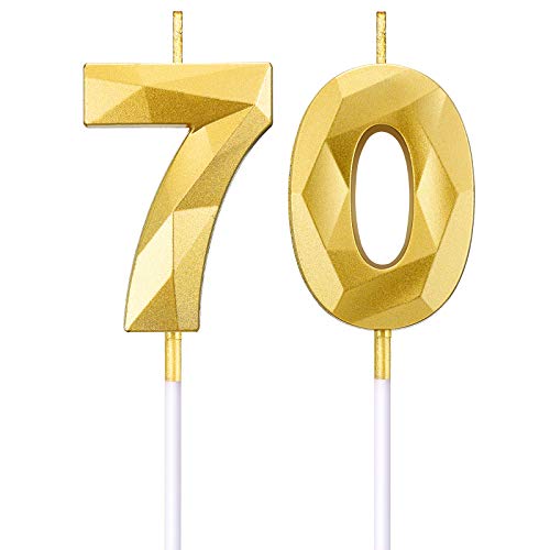 Comprar Velas Número Cumpleaños 70 Velas Regalos Pastel en Forma Diamante 3D Topper Decoración Torta Número 70 para Celebración Aniversario Bodas Cumpleaños Oro Rebajas 2024 | regaloscumple.com