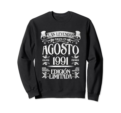 Consigue ahora Las Leyendas nacen en Agosto 1991 - 33 Años Cumpleaños Sudadera Ideas para regalar Top Precio 2024 | regaloscumple.com