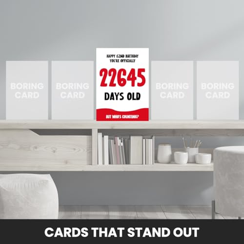Ofertas de última hora Cumpleaños número 62 hombres y mujeres, oficialmente 22645 días edad, tarjeta
