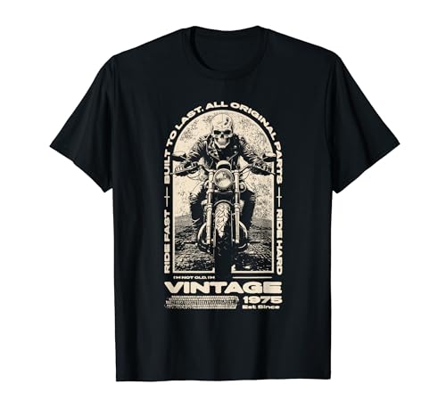Consigue ahora Cumpleaños motos motociclistas vintage nacido en Cumpleaños 1975 Camiseta Ofertas 2024 | regaloscumple.com