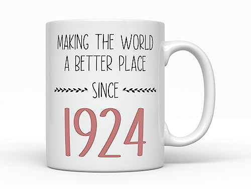 Consigue ahora Sunmead Taza café Making Promoción the World Better since 1924 nacida en 1924 100 años cumpleaños para mujer taza 100 cumpleaños regalo decorativo para ella (11 onzas 1924) Rebajas 2025 | regaloscumple.com