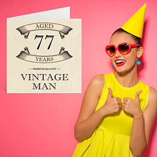 Oferta Flash Tarjetas   cumpleaños 77 vintage para hombres  77 años  divertida tarjeta   cumpleaños para abuelo  papá  marido  tío  hermano  abuelo  145 mm x 145 mm  tarjeta   felicitación   77 cumpleaños