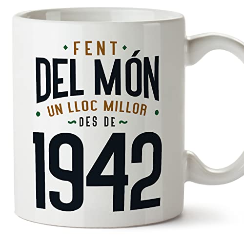Comprar MUGFFINS Tazas 1942 Cumpleaños - En Catalán - Fent del Món un Lloc Millor - 11 oz / 330 ml - Regalo original Ideas para regalar y divertido Ofertas 2024 | regaloscumple.com