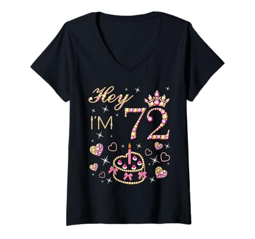 Comprar Mujer Vela para tarta cumpleaños número Navidad 72 72 años diseño mujer 72 años Camiseta Cuello V Rebajas 2025 | regaloscumple.com