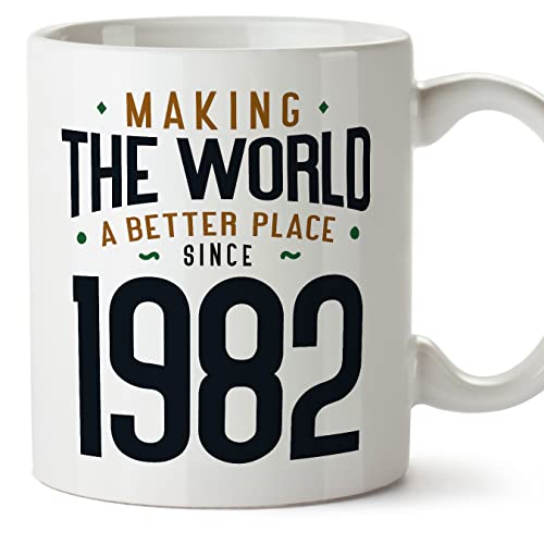 Comprar MUGFFINS Tazas 1982 Cumpleaños - En Inglés - Making the World a Better Place - 11 oz Catálogo / 330 ml - Regalo original y divertido Top Precio 2024 | regaloscumple.com