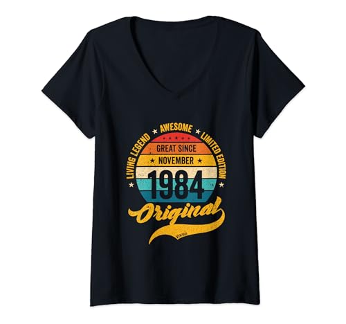 Consigue ahora Mujer Regalos Noviembre 1984 Cumpleaños Retro Años Vintage Bday Clásico Camiseta Cuello V Top Precio 2024 | regaloscumple.com