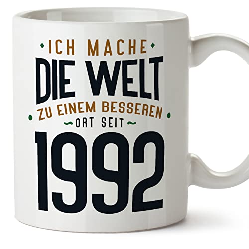 Comprar BlackFriday MUGFFINS Tazas 1992 Cumpleaños - En Alemán - Ich Mache Die Welt zu Einem Besseren - 11 oz / 330 ml - Regalo original y divertido Rebajas 2025 | regaloscumple.com