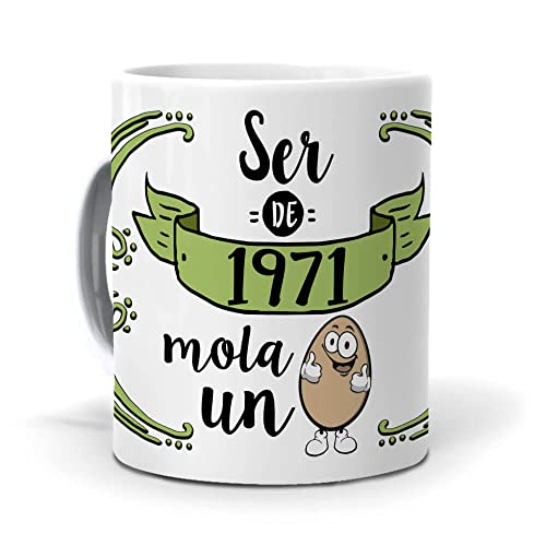 Consigue ahora Cumpleaños Mundohuevo Taza Ser 1971 mola un huevo Top Precio 2024 | regaloscumple.com
