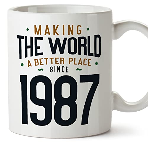 Comprar MUGFFINS Tazas 1987 Cumpleaños - En Inglés - Making the World Navidad a Better Place - 11 oz / 330 ml - Regalo original y divertido Top Precio 2024 | regaloscumple.com
