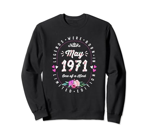 Comprar Cumpleaños Floral - Las Leyendas nacen en Mayo Cumpleaños 1971 Sudadera Top Precio 2024 | regaloscumple.com