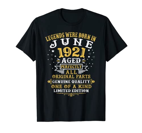 Consigue ahora Legends Nacieron En Junio 1921 101 Años 101 Catálogo Cumpleaños Camiseta Rebajas 2024 | regaloscumple.com