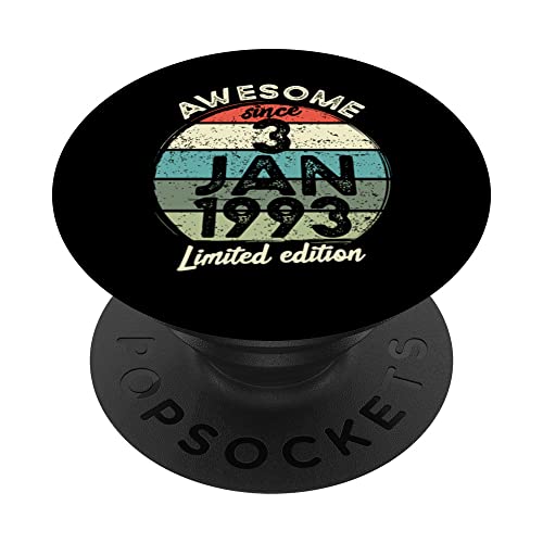 Consigue ahora Camiseta cumpleaños 30 años 3 enero Regalos 1993 30 cumpleaños PopSockets PopGrip Intercambiable Ofertas 2025 | regaloscumple.com