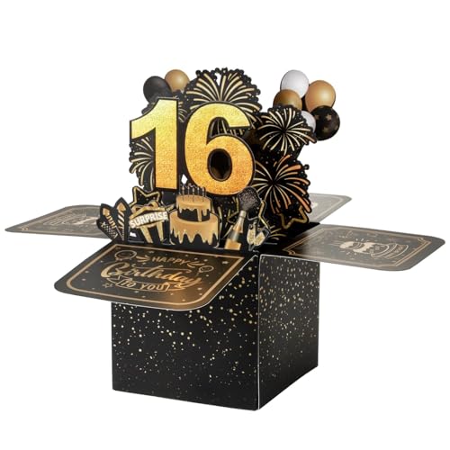 Consigue ahora BOFUNX Tarjeta Felicitación Cumpleaños 16 Años Pop Up 3D Tarjeta Emergente Ideas para regalar Regalo Original Creativo para Feliz Cumpleaños a Familias Amigos Rebajas 2023 | regaloscumple.com