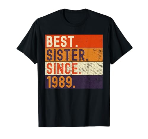 Consigue ahora La mejor hermana desde 1989 divertido cumpleaños Cumpleaños una familia vintage Camiseta Rebajas 2025 | regaloscumple.com