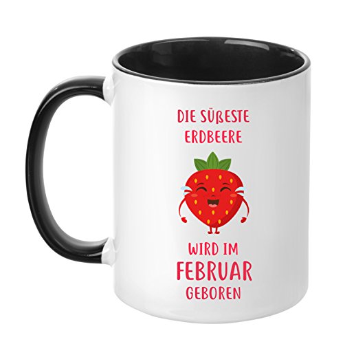 Consigue ahora TassenTicker - Taza cumpleaños Promoción con texto en alemán "Die süßesten Erdbeere wird im febrero geboren" color negro Rebajas 2024 | regaloscumple.com