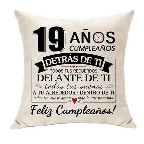 Comprar Hasodeo Regalos 19º Cumpleaños para Adolescente Chicas Catálogo y Chicos 19 Cumpleaños Decoración Funda Cojín Regalo para 19 Años Hija Hijo Sobrina Sobrino Primo Amigo Regalos Recuerdo 45 X 45 (19 años) Ofertas 2024 | regaloscumple.com