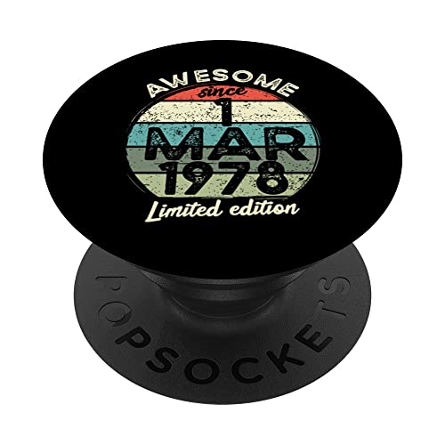 Consigue ahora Camiseta cumpleaños 45 años 1 marzo 1978 Regalos 45 cumpleaños PopSockets PopGrip Intercambiable Ofertas 2025 | regaloscumple.com
